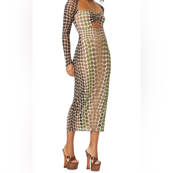 AFRM Zoya Cutout Halterneck Mesh Midi Dress - Picture 2 of 4